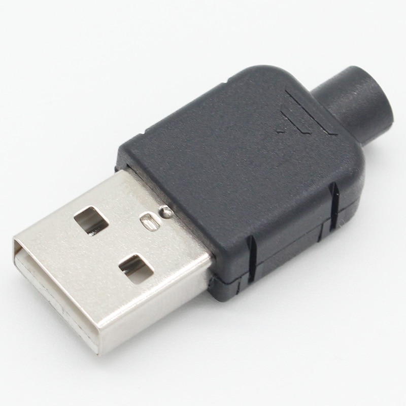 10 Sets DIY USB 2.0 Connector Plug EEN Type Man 4 Pin Montage Adapter Socket Solder Type Black Plastic Shell voor Data Verbinding