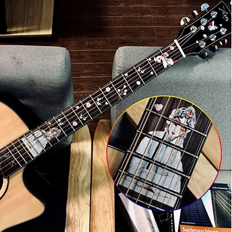 Cross inlay dekaler greppbräda klistermärke för elektrisk akustisk gitarr bas ultra tunn klistermärke gitarra tillbehör 18 stilar: 14