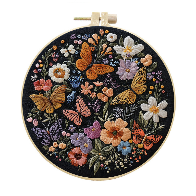 Kirjonnan aloituspakkaus kaavoineen ja ohjeineen tee-se-itse-aikuisille aloittelijoille ristipisto kaavoineen perhosneula-askartelu: 20*20cm / Violetti