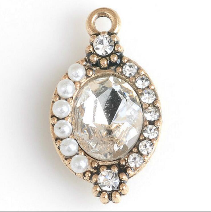 10pcs/lot antique gold alloy buttons flat back rhinestone embellishment buttons crafts: E