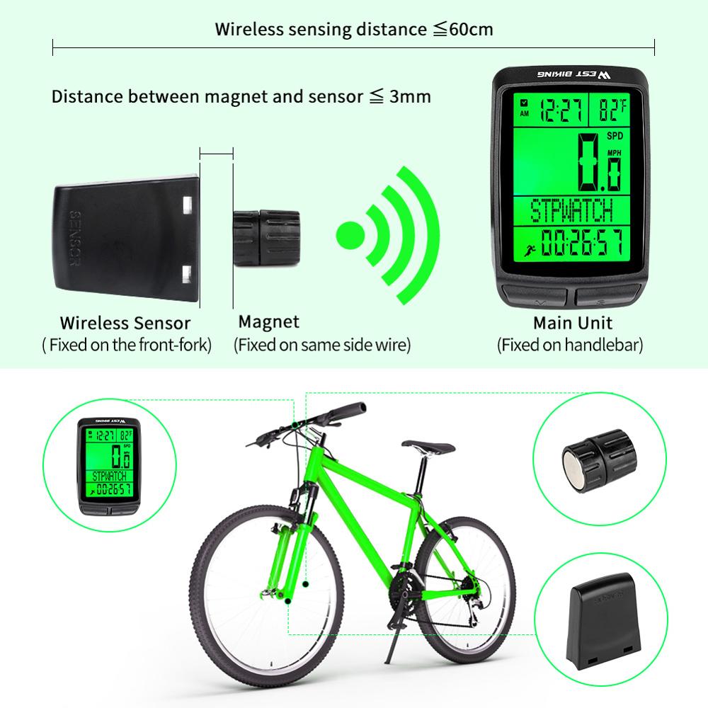 WEST BIKING 5 Language LED Bicycle Computer Wireless IPX7 Waterproof Cycling Bike Odometer Stopwatch Speedometer Bike Computer