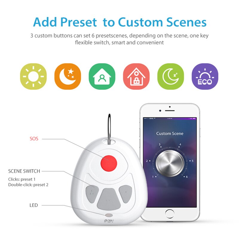 NEO COOLCAM-capteur domotique Z wave Plus, pour maison connectée, alarme SOS à une clé et contrôle à distance, couplage Z wave, capteur domotique