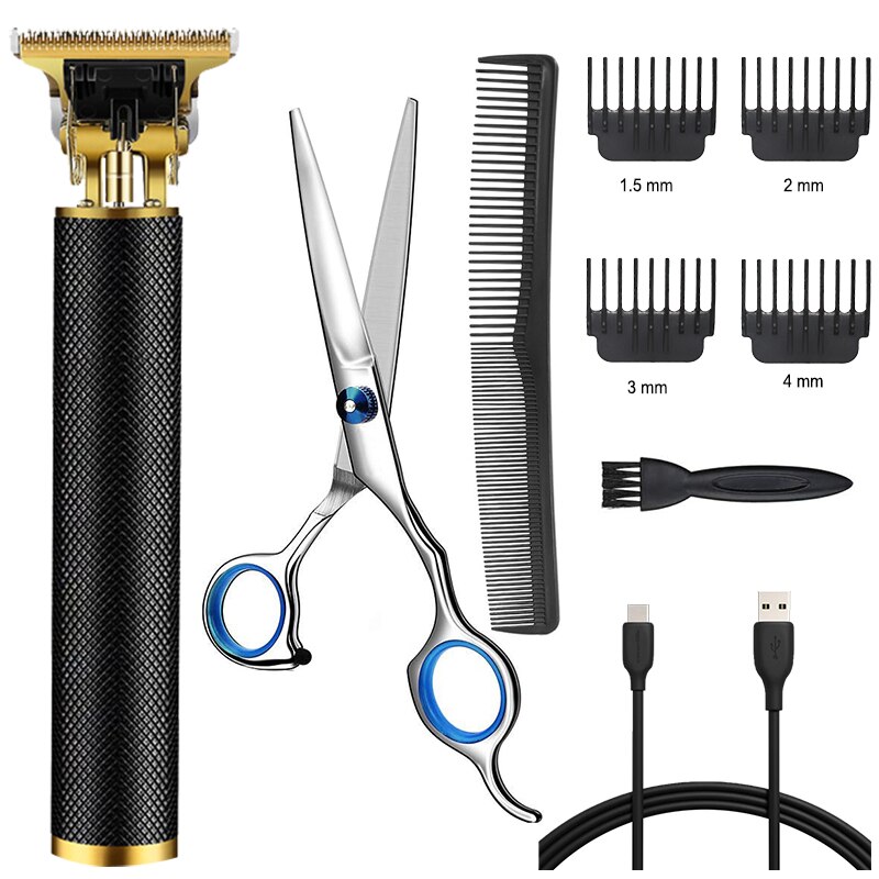 ZqZq – tondeuse à cheveux pour hommes, coupe-cheveux électrique, machine de coiffeur avec ciseaux et peigne: Black