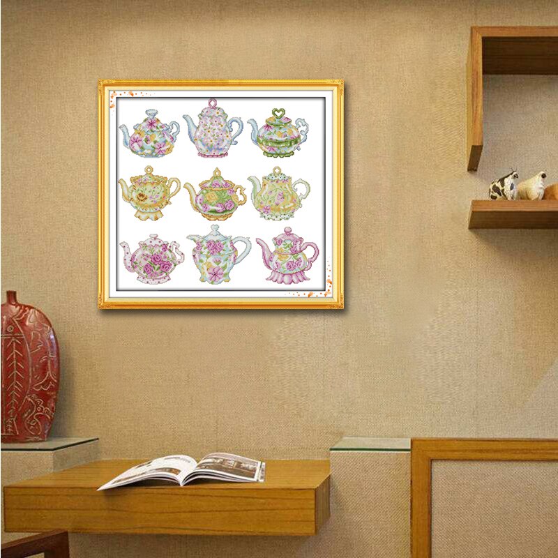 The teapot series home decor painting dmc 14CT 11CT counted cross stitch kits embroidery set Needlework Set chinese cross stitch