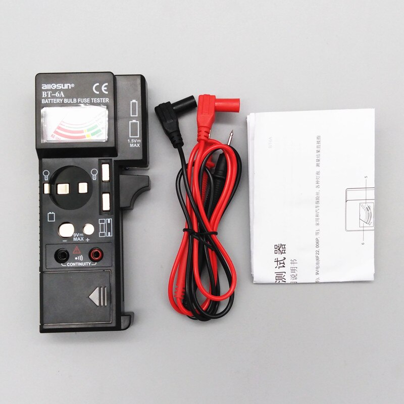 All-sun bt -6a 3 in 1 batterikapacitets tester digital lcd multifunktions sikringstester pære tester kontinuitetstester 1.5v aa/aaa 9v