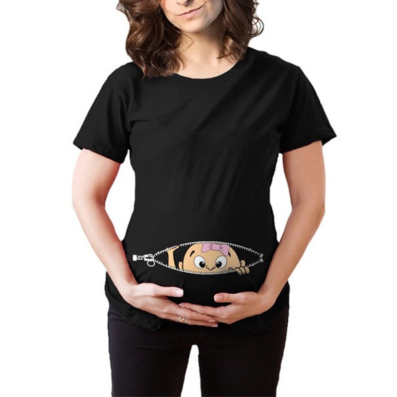 Pregnant Woman Breastfeeding Clothes Maternity Baby Peeking T Shirt Pregnancy Tee Expecting Mothers Tops Shirt Mom Tshirt