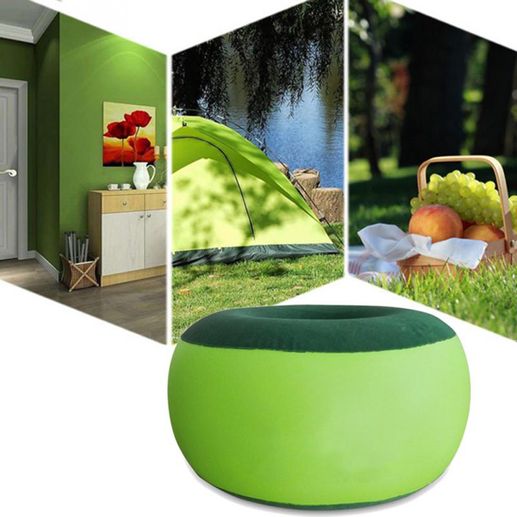 PVC Folding Inflatable Stool Round Ottoman Foot Rest 55x30cm for Adult Kids Home Outdoor Camping Hiking Picnic BBQ