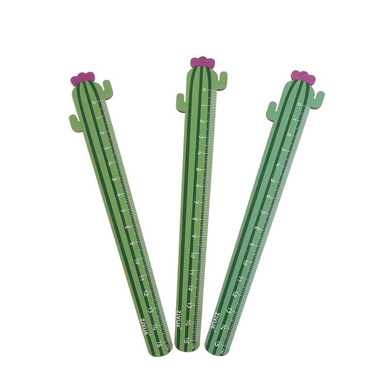 Regla recta de madera con de Cactus Love, medida, dibujo, estudiante, papelería, escuela, oficina, , 1 ud.