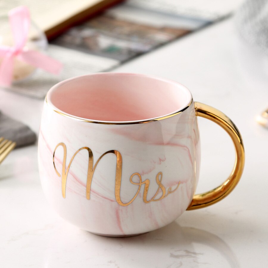 Muzity keraamiset kahvimukit marmoriset teemukit posliini aamiaismaitomuki: Vaaleanpunainen