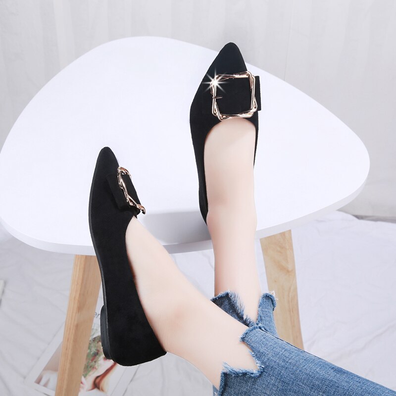 Women Suede Flats Basic Mixed Colors Pointy Toe Ballerina Ballet Flat Slip On Shoes size 35-40