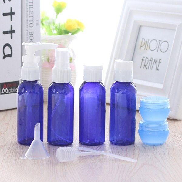 9Pcs/set Beauty Mini Lotion Travel Accessories Plastic Transparent Empty Portable Container Bottle Squeeze Tubes Makeup Tool: blue