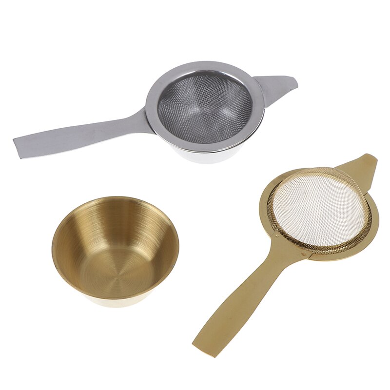 2pcs/set Kitchen Mesh Tea Infuser Stainless Steel Loose Tea Leaf Spice Filter Handle Drinkware Reusable Tea Strainer Teapot