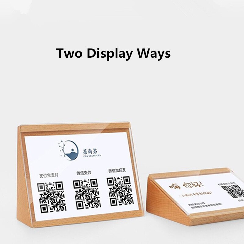 80*120mm Front Desk QR Code Sign Display Stand Acrylic Receipt Code Display Table Card Number Sign Holder Stand