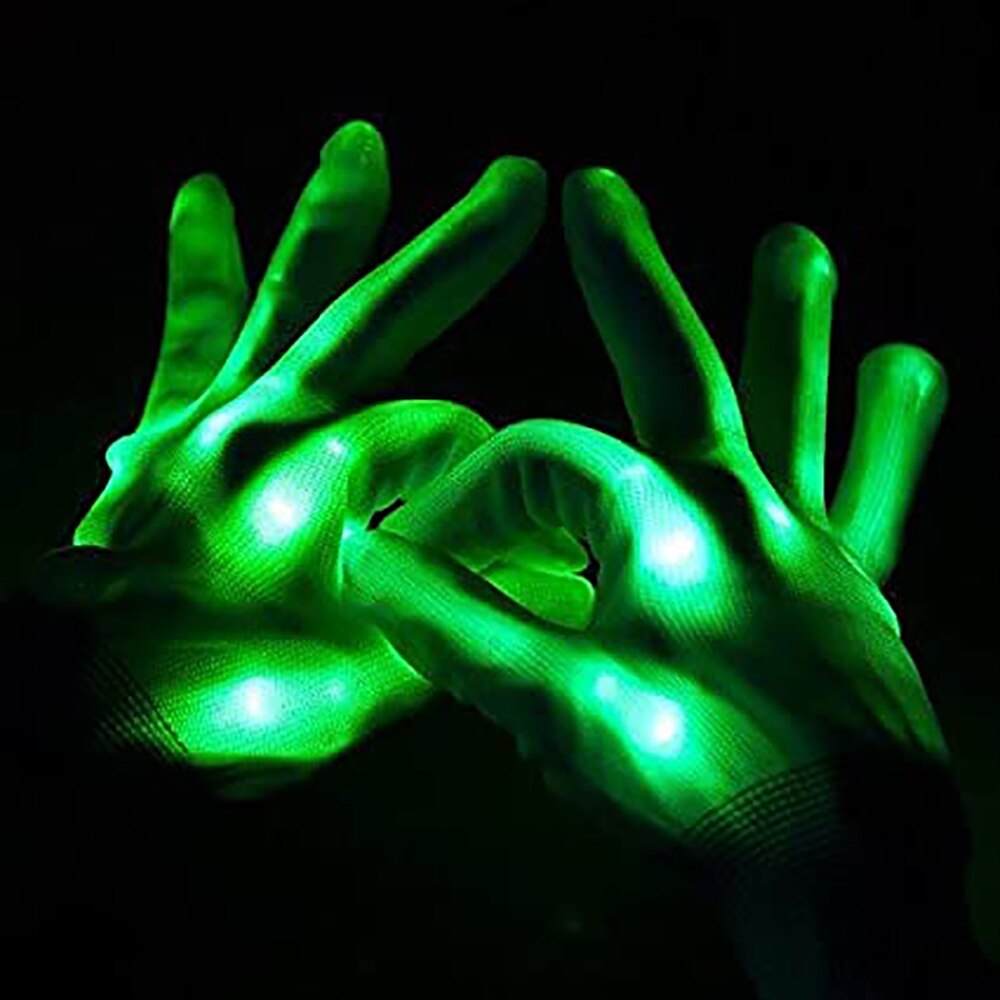Halloween LED Gloves Neon Glowing Party Light Props Luminous Flashing Skull Gloves Stage Skeleton Skull Gloves: 3