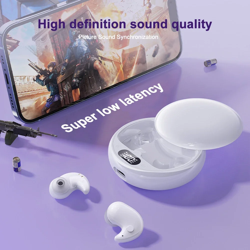 2025 Mini Diepe slaap Oordopjes Bluetooth 5.3 Waterdichte Oortelefoon Ruisonderdrukking Verborgen Sport Headset Onzichtbare Slaap Koptelefoon