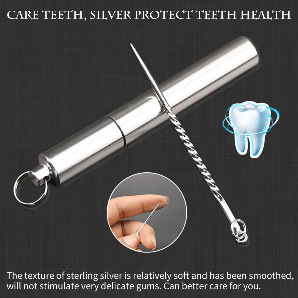 S990 Sterling Silver Toothpick Box Portable Aluminum Alloy Toothpick Innovative Mini Fruit Picker Home Accessories