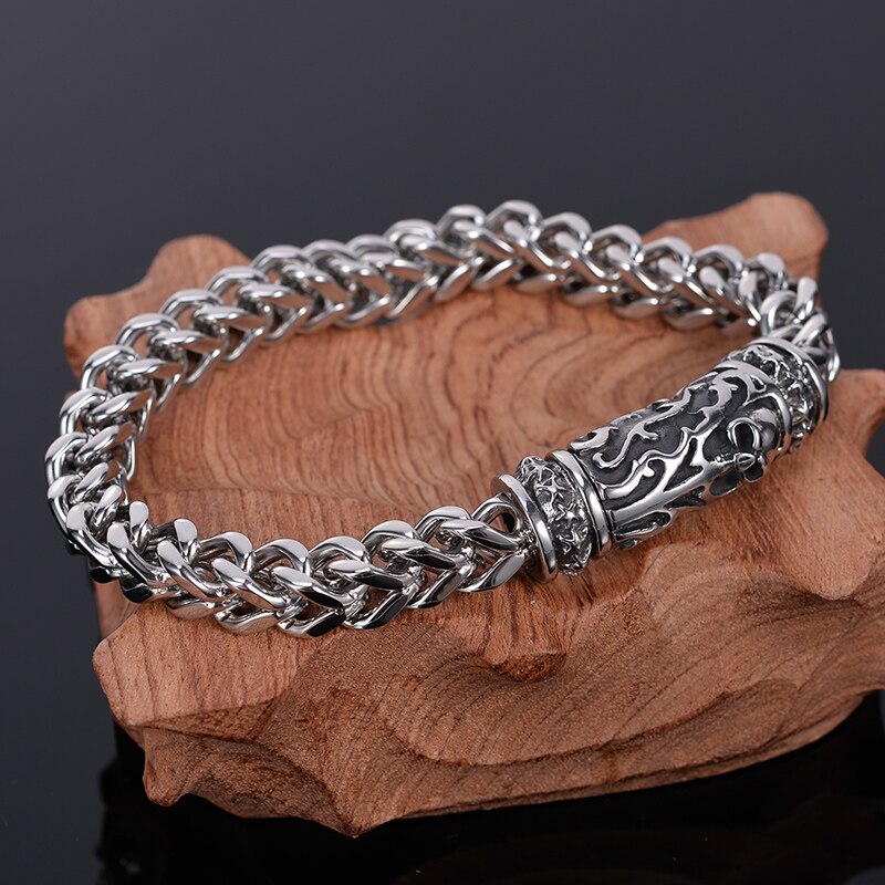 Brazalete de calavera de Punk Rock de para hombres, mejores amigos, joyería de motorista, pulseras de cadena góticas de acero inoxidable para hombres, brazalete grande