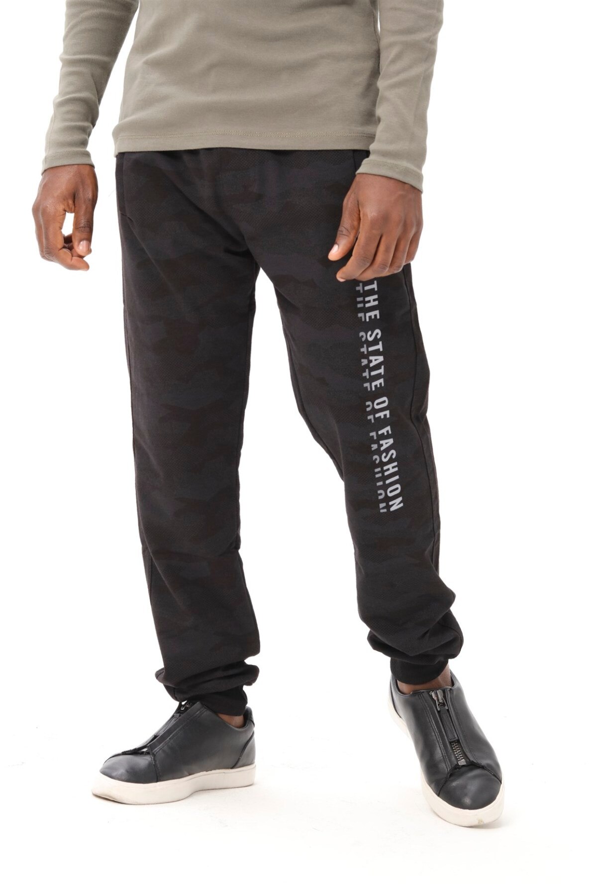 Homme Eşortman noir trotteur étroit