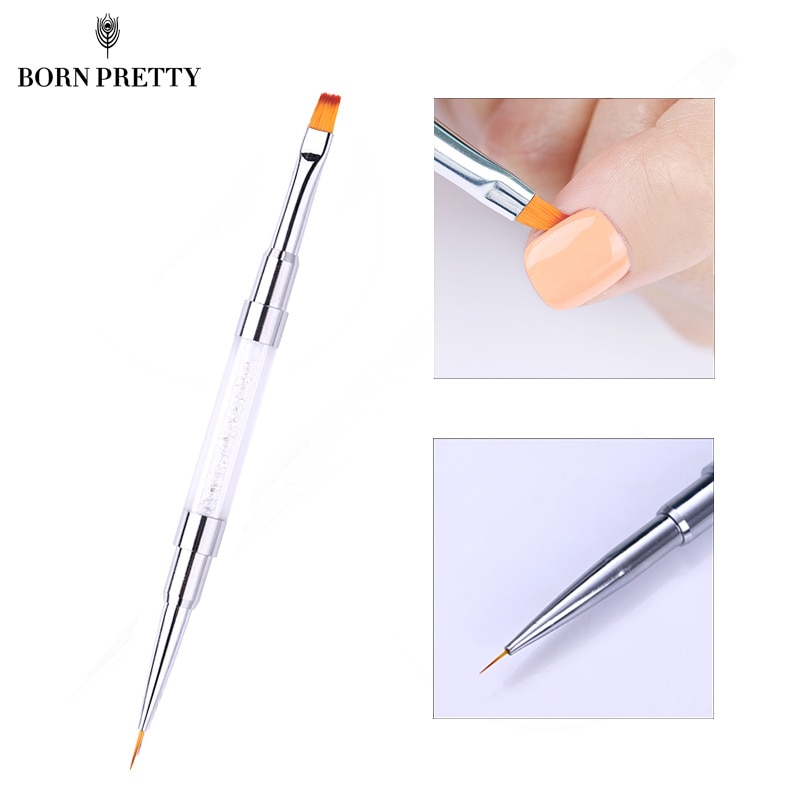 Dual-Ended Nail Liner Brush Tekening Schilderen Pen Strass Handvat Uv Gel Nail Rand Cleaner Nail Art Tool