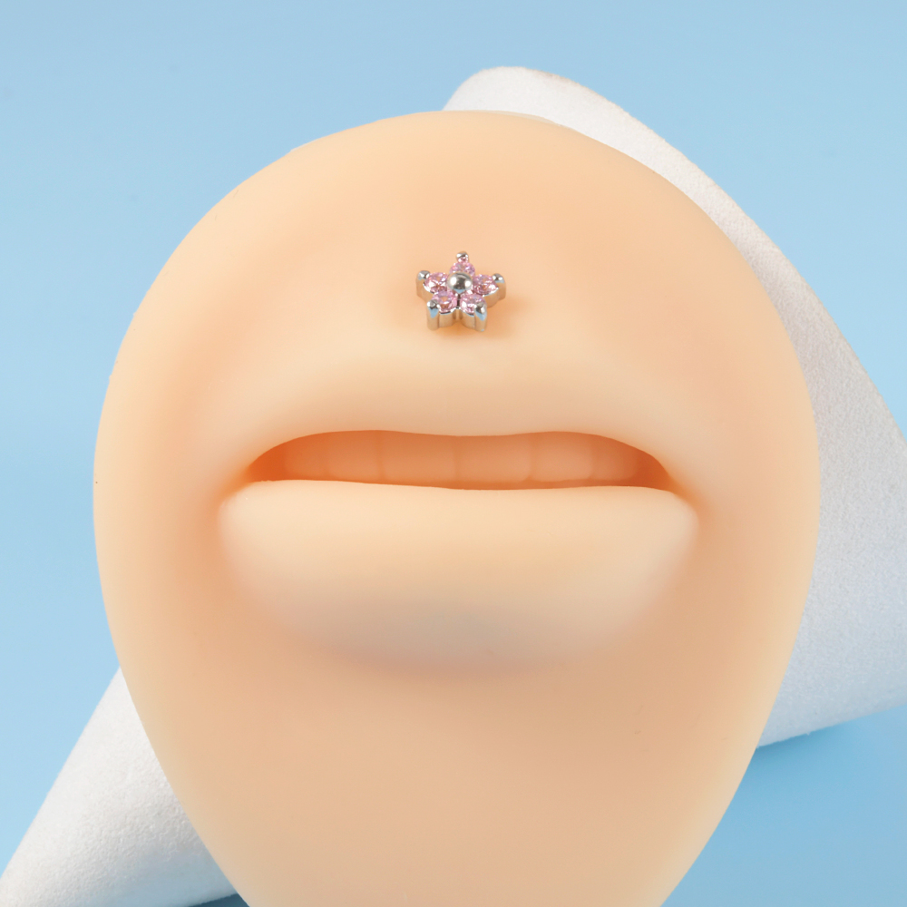 1PC G23 Titanium&Steel Opal Gem Labret Lip Ring Cubic Zircon Flower Ear Cartilage Tragus Helix Piercing Jewelry 16g