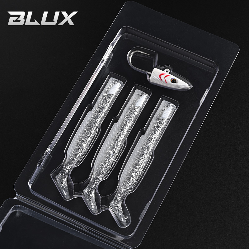 BLUX Happy Sandeel 11cm 17g suave Anguila viva señuelo de pesca paleta cola Jig cabeza gancho vinílicos vibración cebo Artificial equipo de agua salada: Borgoña