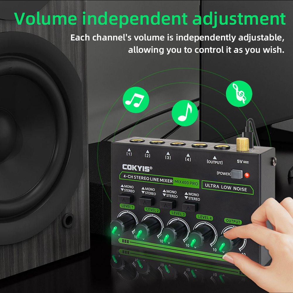 Mixer audio professionale a 4 canali con luce RGB Mini mixer audio Mixer di linea Piccolo mixer audio per Club BarMix400 Pro