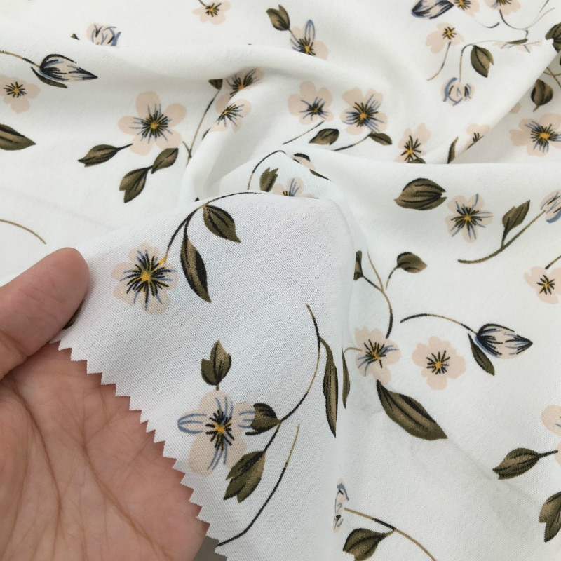 Blanco suave Floral tela raso estampado vestido camisas negro rojo rosa amarillo verde y azul oscuro por el metro 150cm de ancho