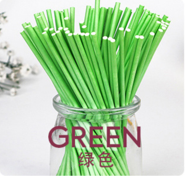 100 stks Kleurrijke Lollipop Stok 15 CM Papen Cake Pop Sticks Voor Lollypop Snoep Chocolade Suiker Knuppel Pole Handvat staaf E020: green