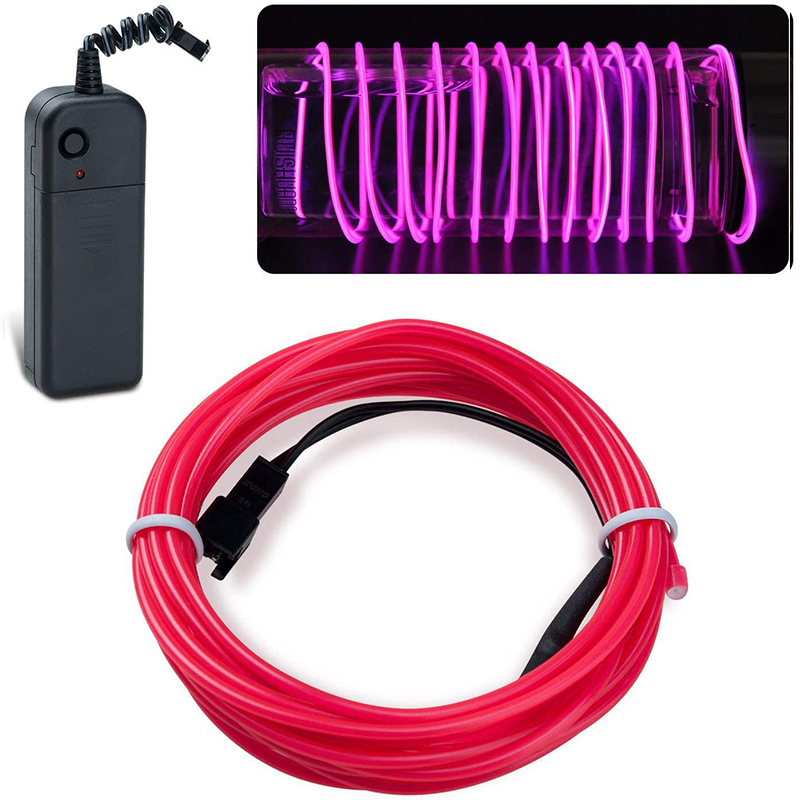 Câble métallique fluo à LED, 2m, luminaire décoratif idéal pour une soirée séparés ante, Noël, une voiture ou un rave: Kaki