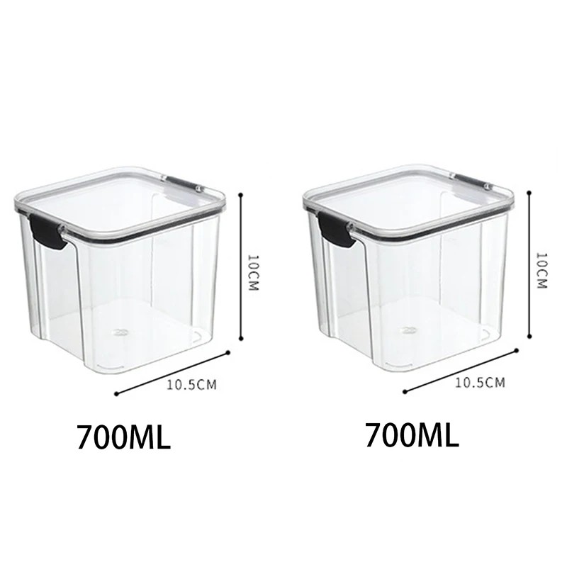 Transparante voedselopslagcontainers Keukenopslag Luchtdichte blikjes Plastic opbergdozen Stapelbare voedselopbergdozen: Dark Gray