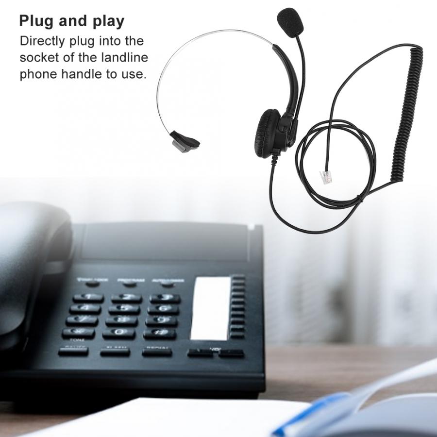 Headset telefon mono headset fastnet telefon hovedtelefon med mikrofon til hjemmebrug auriculares kablet headset til håndtag