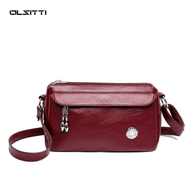 Famous Brand Casual Solid Color PU Leather Crossbody Bags for Women Ladies Shoulder Bag