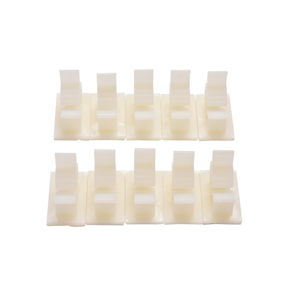 10 stk/parti 10mm hvit ledning fast klips bil line klips selvklebende ledning kabel organiserer opptrekker wire holder skrivebord tilbehør
