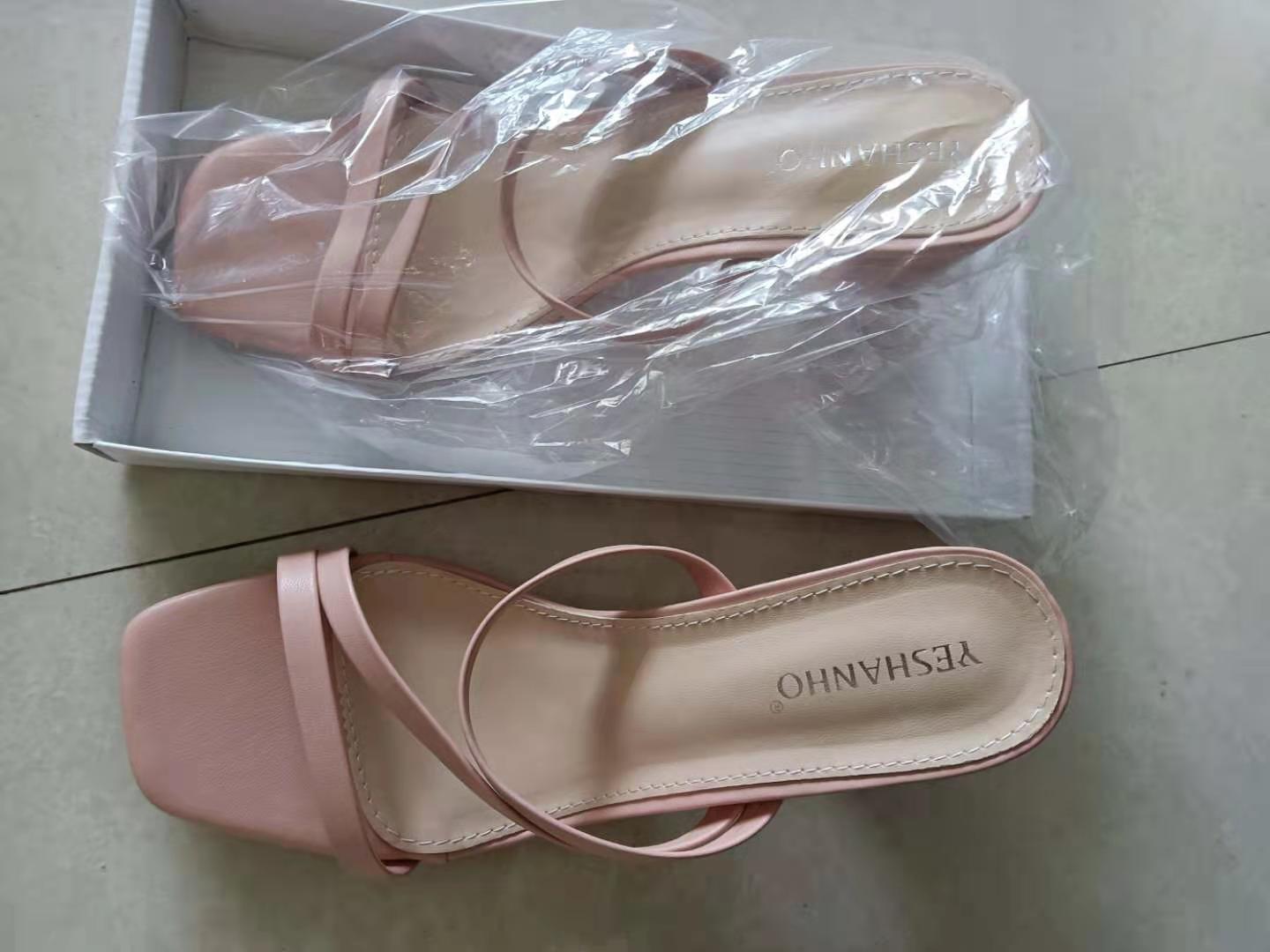 Hkxn Zomer Slippers Lage Hakken Slides Vrouwelijke Peep Toe Vierkante Hak Slipper Sandalen Big Size 41 Flip Flops sandalen T