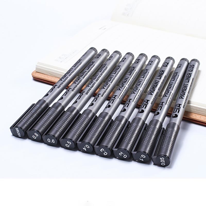 1Pcs Numbers Brushes Ink Marker Pen Waterproof Multipurpose Painting Supplies Black Sketching Pens Pigment Liner Fineliner
