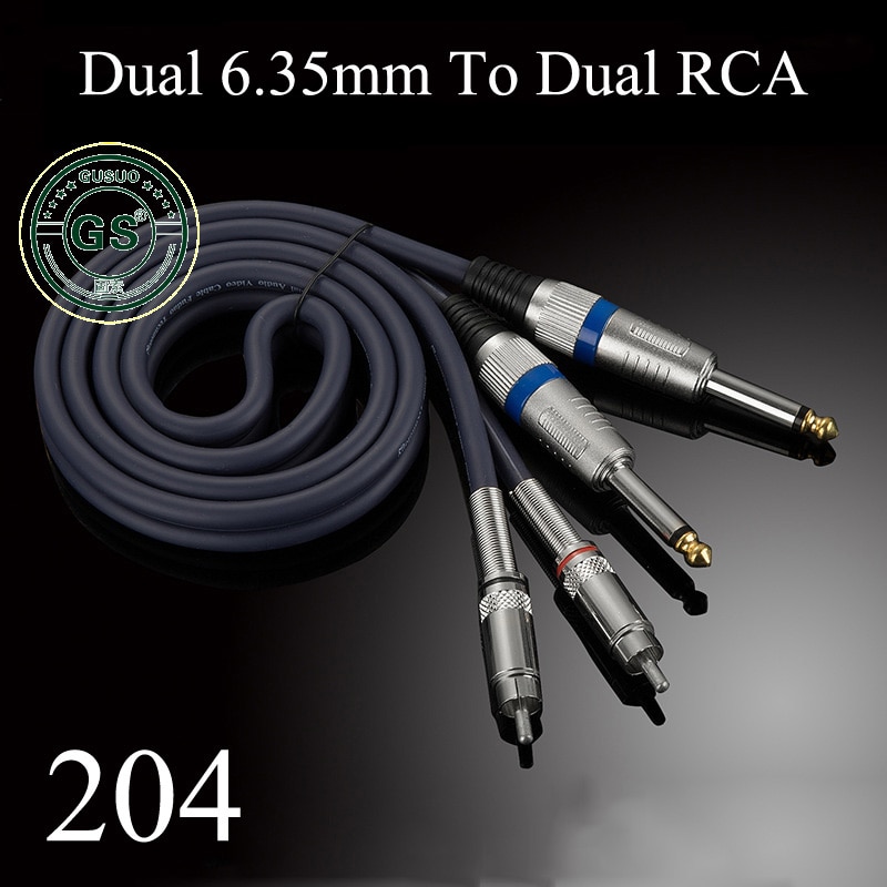 GUSUO Dual RCA naar 2x6.35mm 1/4 ''Mono TS Plug Audiophile Audiokabel voor Mixer Versterker 0.5 M-30 M