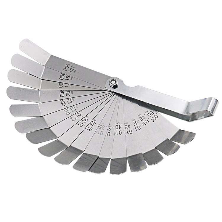 Feeler Gauge Metric 0.127-0.508Mm 0.005-0.020 Inch Valve Offset Feeler Gauge High Strength 16 Blade Easy To Use Durable