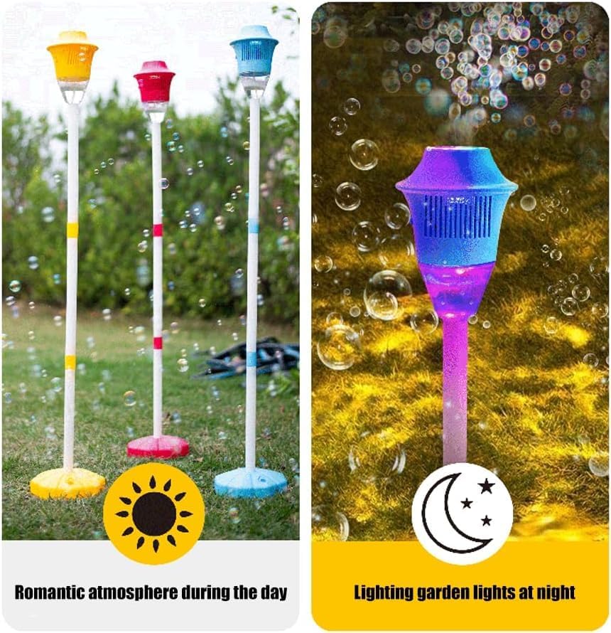 Bubble Torch Garden Lamp Rechargeable Adjustable Bubble Machine with Lights Music Auto Vertical Bubble Machine for Wedding