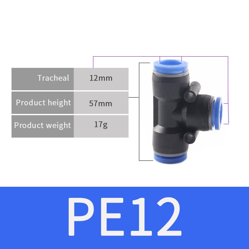 Pneumatic Fittings PET 4mm 6mm 8mm 10mm 12mm Air Water Hose Tube One Touch Straight Push-In Plastic Quick Connector Tube Fitting: PET-10