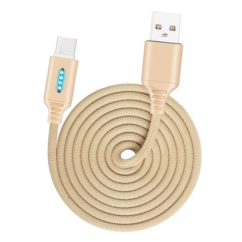 Clever Energie aus 2,4 EINE Ladung Datenkabel Für Samsung iPhone Huawei Auto Energie-aus Schutz Kabel Mit LED für Mikro USB Typ C: Gold / 1m Pro Mikro