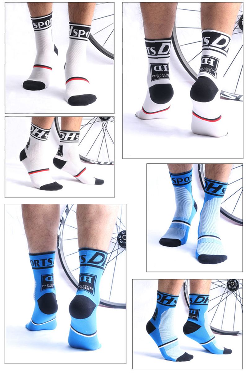 Dh Unisex Sport Fietsen Sokken Top Professionele Sport Sokken Ademend Outdoor Sport Fietsen Sok Racing Sokken
