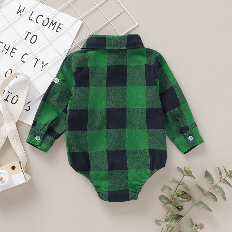 Pasgeboren Baby Jongen Lange Mouw Bodysuits Baby Jongen Plaid Body