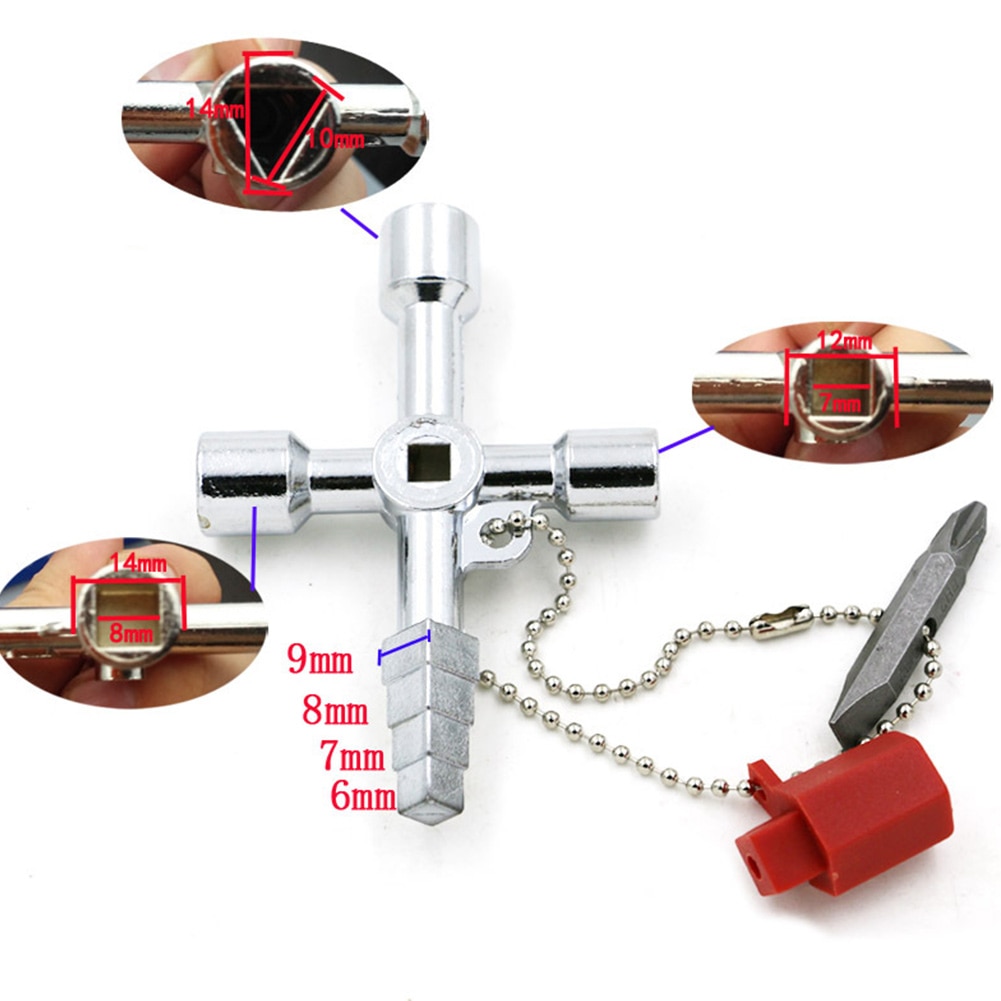 Llave de fontanero multifunción tren elevador cuadrado accesorios armario eléctrico Universal Triangular interruptor cruzado