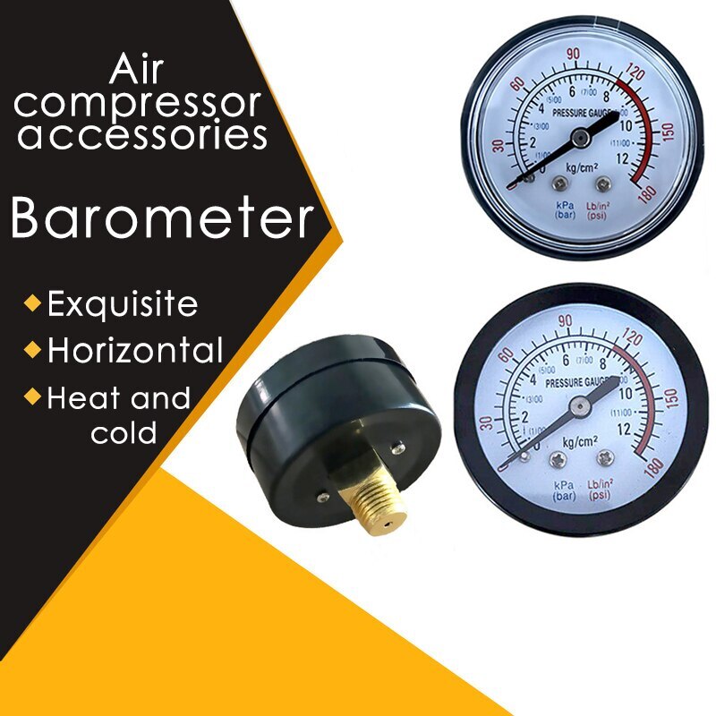 Manometer achterop gemonteerde zwarte luchtcompressor pneumatische hydraulische vloeistof manometer manometer draad 37#