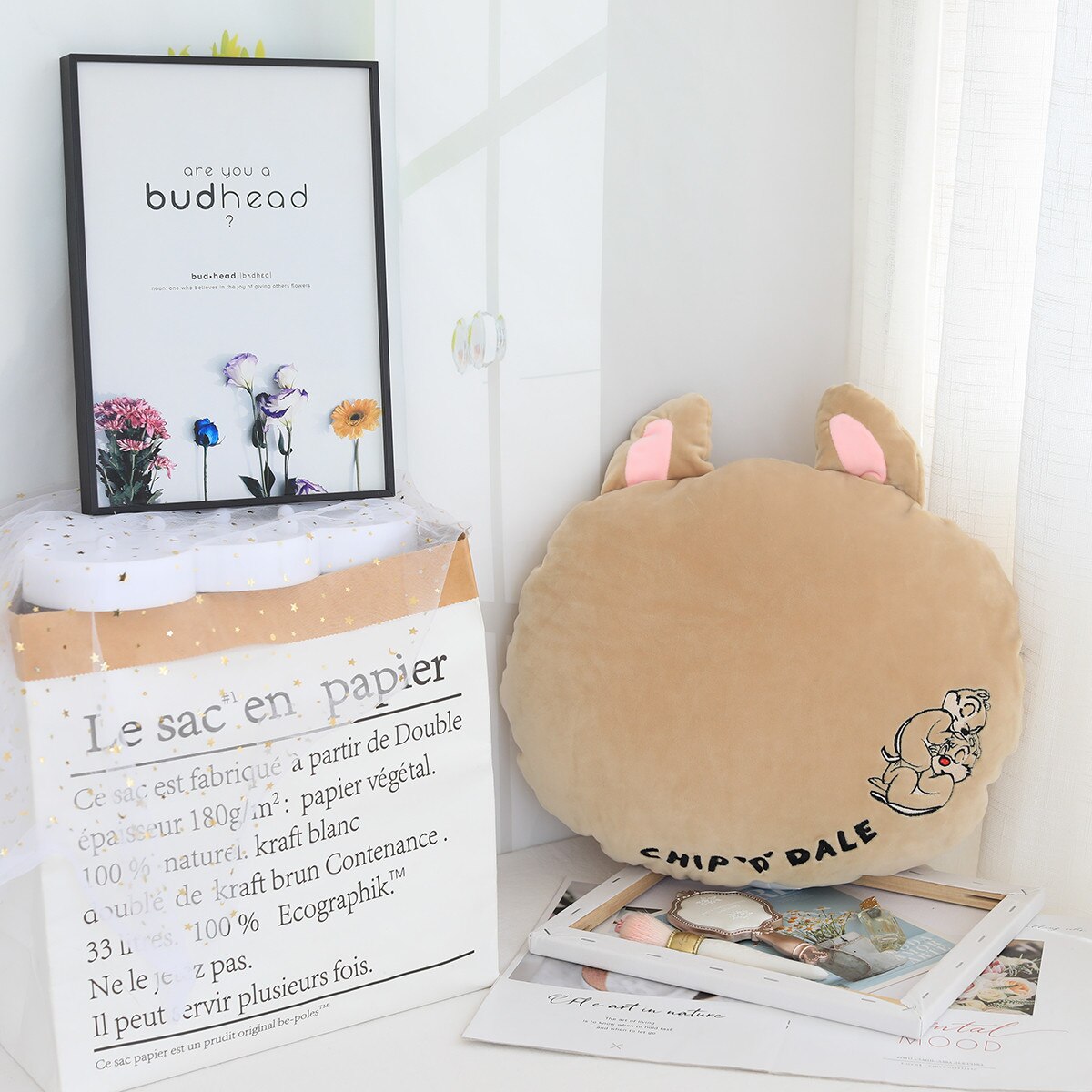 Cartoon Beer Kussen Tatami Zetel Lendensteun Cartoon Kussen Sofa Kussen Bed Kussen Woondecoratie Kussen Voor Kinderen: Bruin / 65CM