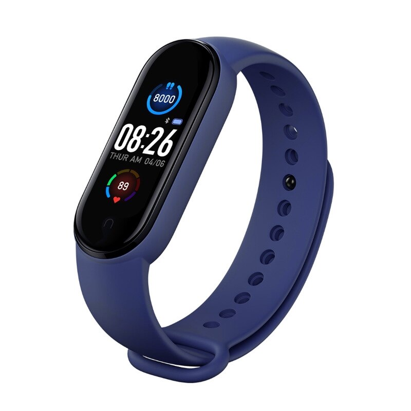 M5 Smart Armband - Fitness Tracker Uhr - Herzfrequenz & Blutdruckmessung - Erwachsene - Alle Kompatibel: Blau