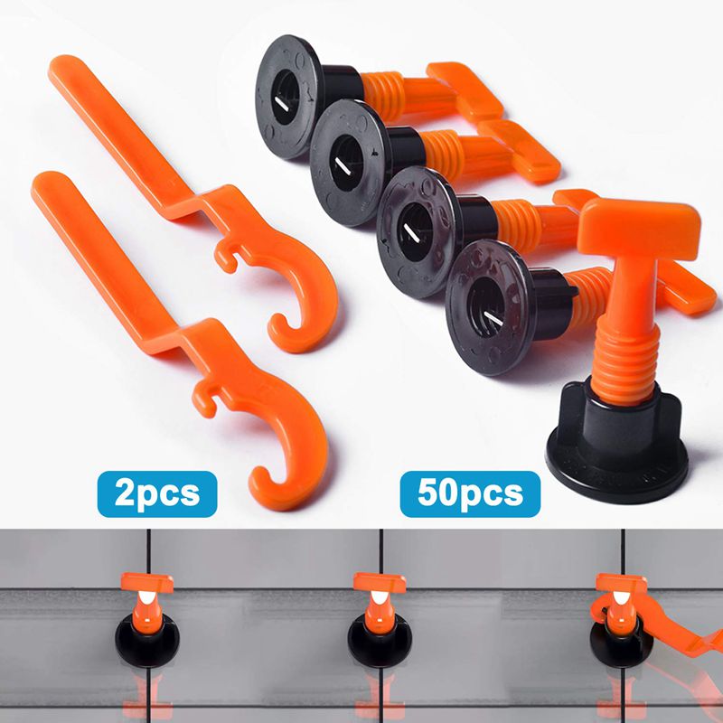 Premium Tile Leveling System Kit With 50Pcs Tile Leveler Spacers, 2X Special Wrenches, Reusable Tile Installation Tool Kit For C