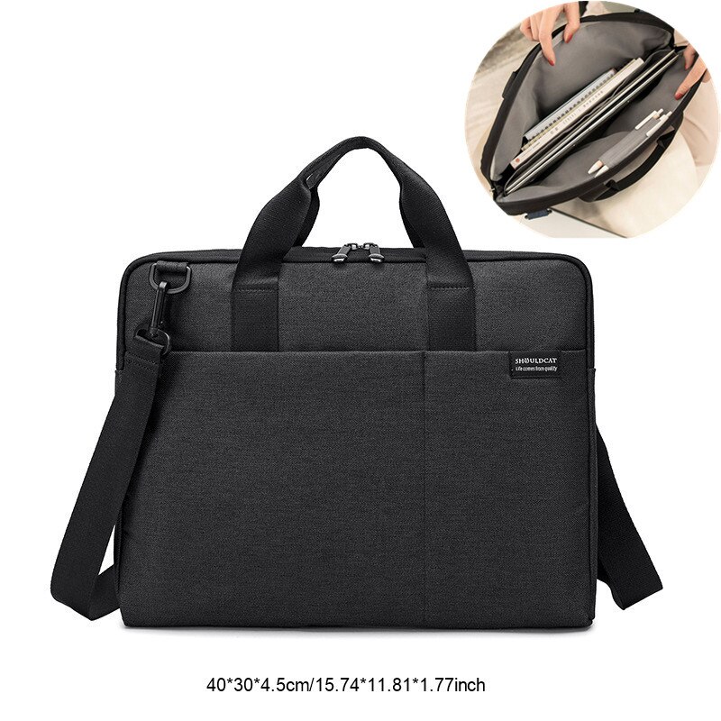 Mannen Laptop Aktetas Computer Tas Zakelijke Document Organizer Ipad Tote Handtas Messenger Purse Strap Pouch Accessoires Artikelen: A Black