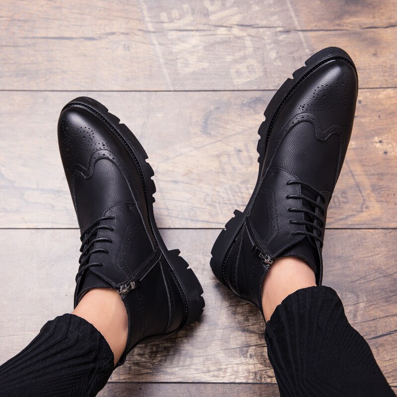 Merkmak Business Casual Laarzen Lederen Mannen Schoenen Mode Mannelijke  Schoenen Winter Enkellaars Mannelijke Laarzen Winter Mannen Schoenen –  Grandado