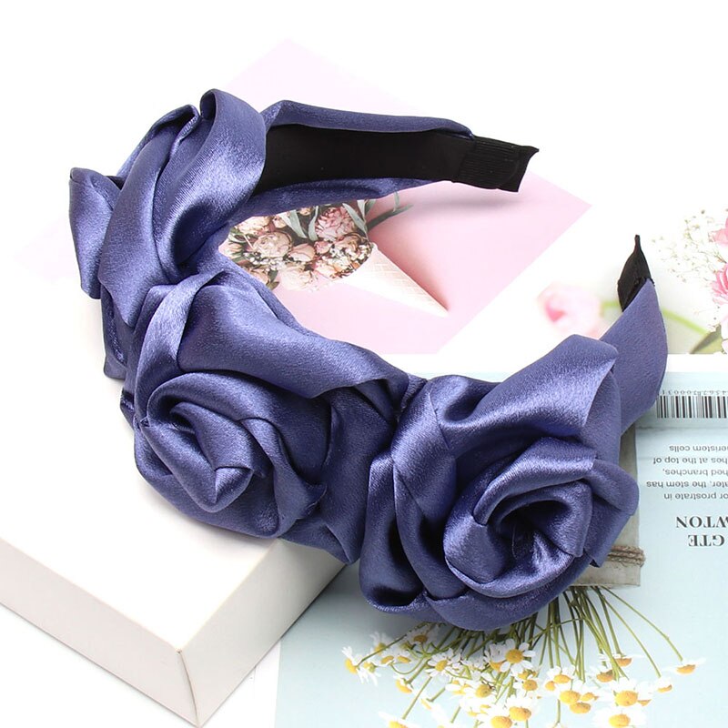 CN nueva diadema de terciopelo rosa flor diadema sólida para mujer maquillaje de cabeza aro de pelo accesorios para el cabello de niña: purple